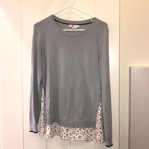 Boden blue sweater with floral design at hem